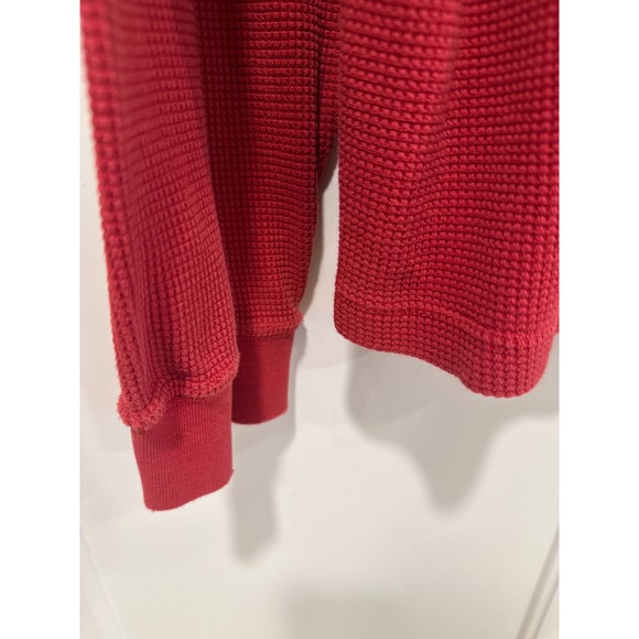 Vintage Eddie Bauer Mens Red Waffle Knit cotton casual Henley Shirt Size Medium - Picture 5 of 8